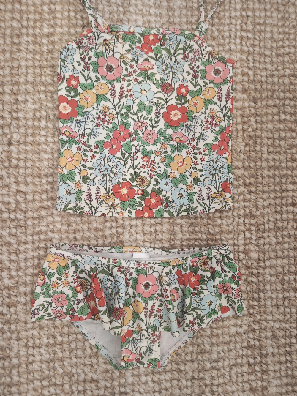 next Floral Print Girls Two-Piece Bikini in Red, Yellow, Green, Blue